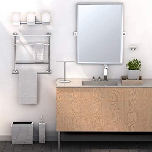 Gatco Small Bathroom Trash Can with Lid, Rectangle 3 Gallon Stainless Steel Wastebasket, Under Sink, Chrome, for Bathroom, Bedroom, Office (1916)