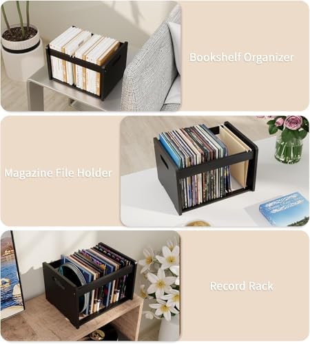 Bamboo Hanging File Organizer, Desktop File Box, Open Top, 2 Pack, Black | Open-Top Access, 4 Hanging Folders Included, Letter & Legal Files, Sliding Rails, Reinforced Handles, Easy Assembly