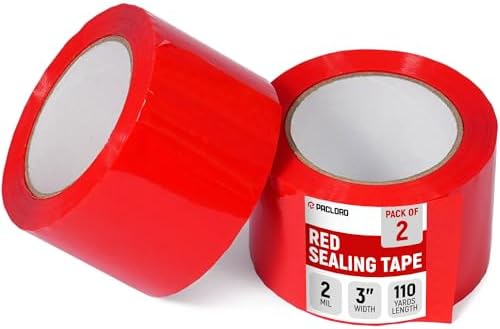 3" x 110 Yards Red Packing Tape, 2 Rolls - 2.0 Mil Carton Sealing Tape