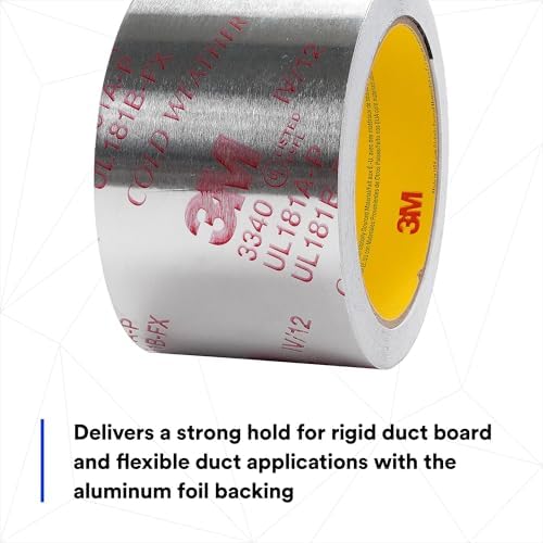3M Aluminum Foil Tape 3340, 2.5" x 50 yd, 4.0 mil, Silver, 1 Roll