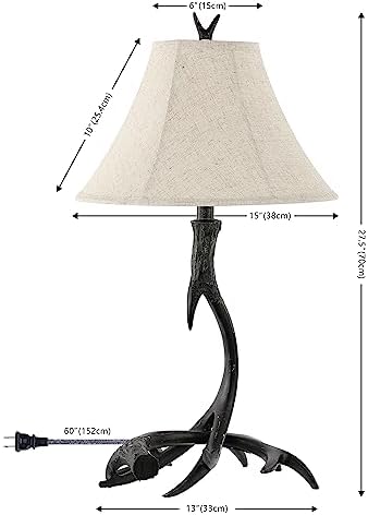 JONATHAN Y Antler Table Lamp Rustic Farmhouse Lodge 27.5" Resin, Black