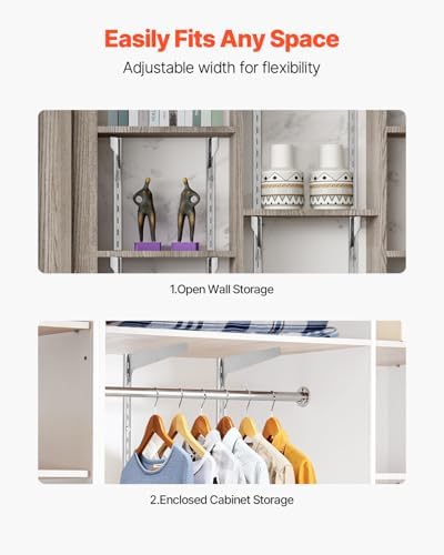 VEVOR Shelf Pilaster, 39-inch 10 Pack, Upright Wall Shelving System, Heavy Duty Support System Single Slot Shelf Rails, 40 Screws Included, Suitable for Cabinet Closet Organization Storage, Silver