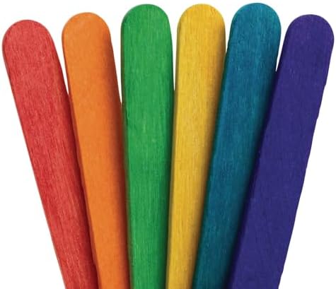 Colorations Colored Wood Craft Sticks, 1,000 Pieces, Ages 3+, PreK+ | Popsicle-Style Sticks, 4 1/2" x 3/8", High-Quality Kids' Crafts and STEAM Activities