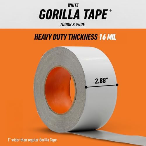 GORILLA Tape Tough & Wide, White, 2.88" x 25 yd, (Pack of 4)