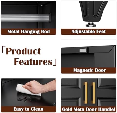 SteeLoong 71" Metal Wardrobe Cabinet,Armoire Wardrobe Closet with 3 Drawers