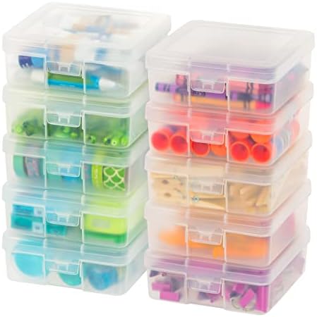 IRIS USA Clear Cases |Made in USA| Plastic Box Organizers (10-Pack)- Small