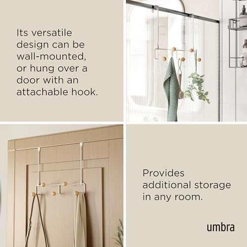 Umbra Estique Over the Door Organizer, 5-Hook Steel, Small, White/Natural
