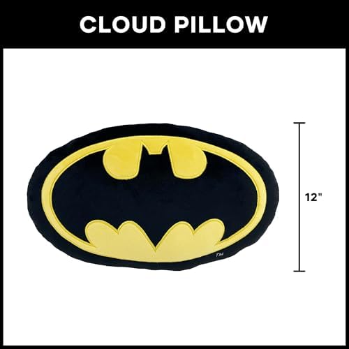 Northwest Batman Classic Logo Cloud Pillow 12" – Superhero Plush Stuffed Toy, Kids & Adults Room Decor, Gift for Batman Fans