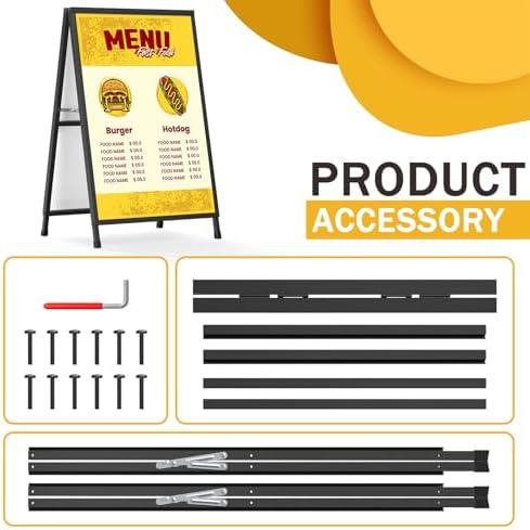 Relx A Frame Sign 24x36 Inch Outdoor, Heavy Duty Sandwich Board Signs, Double-Sided A Frames Sign Holder Business for Outside(Frame only).