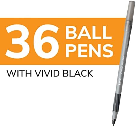 BIC Round Stic Grip Xtra Comfort Black Ballpoint Pens, 36-Count Pack