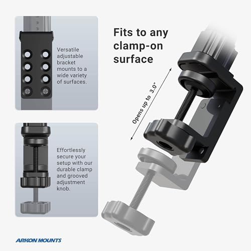 ARKON Mounts Heavy-Duty Clamp Slim-Grip Tablet Mount | Universal Tablet Fit | Solid C-Clamp | 360° Adjustable Viewing Angle | Compatible with iPad, Galaxy, Note, Tab, Pixel and more | TABRM086