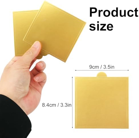 600 PCS 3.5x3.3 inch Mini Square Cake Boards,Premium Golden Mousse Cake Board, Versatile Cupcake Bases & Dessert Displays, Perfect for Parties and Special Occasions(Grease Proof)