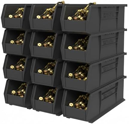 Akro-Mils 30234 AkroBins Plastic Storage Bins, 15"x5"x5", Black, 12-Pack