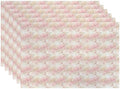 Batmerry Watercolor Cherry Blossom Linen Placemats Set of 6, Light Apricot Flowers Washable Table Mats for Kitchen Table Thickened Heat Insulation Dining Set Indoor Outdoor 12X18 in