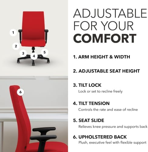 HON Ignition 2.0 Ergonomic Office Chair, Lumbar Support, Desk Chair, Ruby