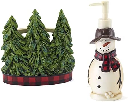 Avanti Linens - Accessory Set, Resin Lotion Pump & Toothbrush Holder, Christmas Decorations (Snowmen Gathering Collection)