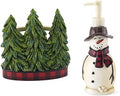 Avanti Linens - Accessory Set, Resin Lotion Pump & Toothbrush Holder, Christmas Decorations (Snowmen Gathering Collection)