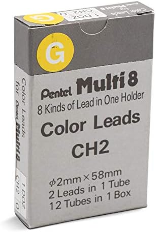 Pentel Arts 8 Colour Pencil Lead Refill, Yellow, 24 Pieces of Lead (CH2-G)