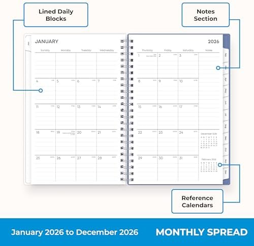 Blue Sky 2026 Weekly & Monthly Planner Calendar, 5"x8", Lindley