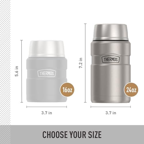 THERMOS Stainless King Food Jar with Bowl, 24oz, Matte Steel