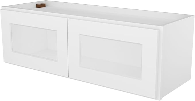 Furinno Shaker Wall Kitchen Cabinet, Glass Not Included, 2-Door, White | 12 D x 36 W x 12 H, Adjustable Hinges, Soft-Close Shaker-Style Door, Ready to Assemble, Plywood, for Pantry, Dining Room