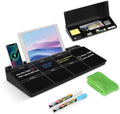 Desktop Glass Whiteboard with Storage, Weekly Calendar Desk White Board