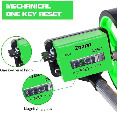 Zozen 6-Inch Measuring Wheel in Feet and Inches, Telescopic Handle, Green