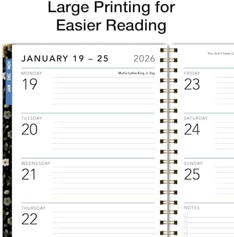 LARGE PRINT HARDCOVER 2026 Planner, 8.5"x11": 14 Months (November 2025 - December 2026), Daily Weekly Monthly Planner, Yearly Agenda, Bookmark, Pocket Folder and Sticky Note Set (Primrose)