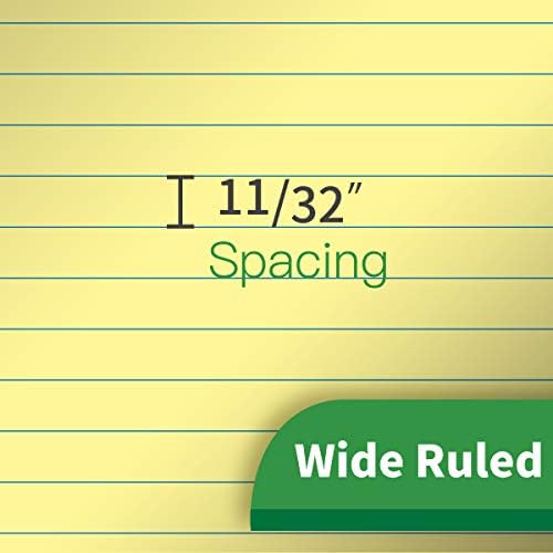 KAISA Premium Legal Pads Writing Pads Notepads With Rigid Chipboard Back Support, 8.5x11 inch Wide Ruled, Perforated 20lb Recycled Paper Pads 50sheets/Pad, Canary 12pad, KSU-6931