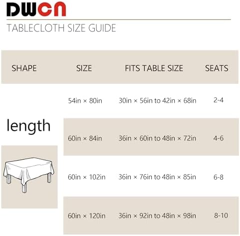 DWCN Checkered Tablecloth, 60 x 102 Inch, Rectangular, Brown and White