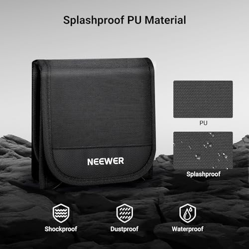 NEEWER 82mm Filter Case, Trifold Foldable Splash Resistant Protective Carry Pouch Storage Bag Accessories, Holds Up to Three 82mm Round Camera Lens Filters, PB15
