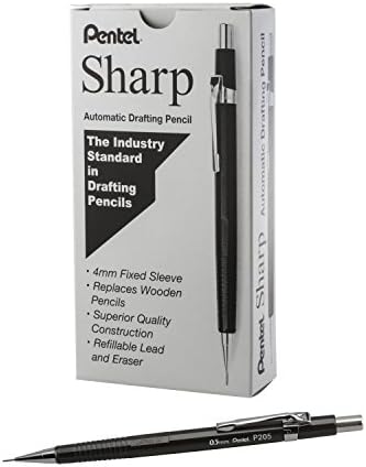 Pentel Sharp Mechanical Pencil, (0.5mm), Metallic Graphite Barrel, Box of 12 (P205MN)