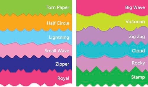 School Smart Paper Edger Scissors, 6-1/2 x 2-1/2 Inches, Assorted Colors, Set of 12
