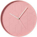 Clockswise 12" Rose Pink Hex Embossed Wall Clock Modern Decorative Round Hanging Design with Geometric Pattern Perfect for Bedroom Living Room Kitchen Office Nursery and Contemporary Home Décor