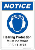 Brimar - 7" x 10" - Hearing Protection Must Be Worn Sign - .055″ Polyethylene Plastic - Bold Text - Easy Installation