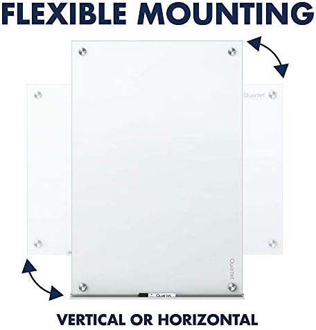 Quartet Whiteboard, Glass Dry Erase Board, Magnetic, 30" x 18", Infinity Frameless Mounting, White Surface, Accessory Tray, 1 Dry Erase Marker and 2 Glass Board Magnets (PDEC1830)