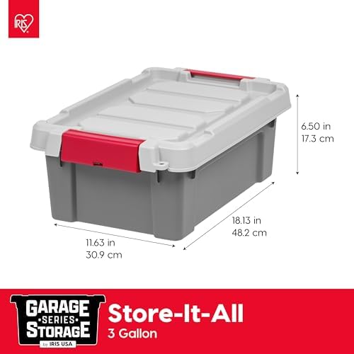 IRIS USA 5-Pack 3 Gal Heavy Duty Lockable Storage Totes with lids, Gray