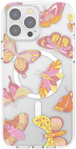 PopSockets iPhone 13 Pro Max Phone Case w/MagSafe- Sunset Mariposa | Magnetic, Wireless Charging, Camera & Drop Protection, Butterfly, Moth, Luna, Western, Boho, Aesthetic