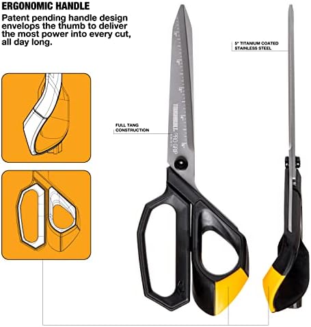 ToughBuilt - Pro Grip Jobsite Scissors, Titanium Blades, TB-H4-70-11