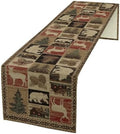 Retro Rustic Table Runner, Vintage Moose Deer Bear Leaf Tree Country Style Farmhouse Cottage Cabin Dinner Table Decoration for Home Kitchen Dining 13"x120"