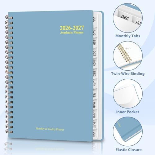 Planner 2026-2027, Weekly and Monthly Academic Planner, July 2026 - June 2027, Hardcover Calendar Agenda Book for School Year Planning, School Supplies for Teacher and Student, Letter Size(8.5'' x 11'')