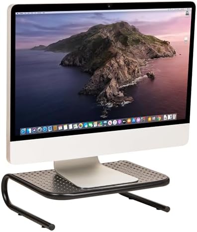 Mind Reader Monitor Stand, Ventilated Laptop Riser, Desktop Organizer, Office, Metal, Black