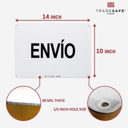 TRADESAFE Shipping Sign - Envío Spanish Sign, Quick Install Aluminum Safety Sign, Light Reflective, UV-Resistant, Waterproof Signs for Business, 14” X 10” Shipping Department Signs in Spanish