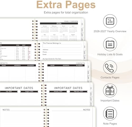Planner 2026-2027, Weekly and Monthly Academic Planner, July 2026 - June 2027, Hardcover Calendar Agenda Book for School Year Planning, School Supplies for Teacher and Student, A5(6.3'' x 8.5'')