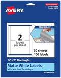 Avery TrueBlock Matte White Rectangle Labels, Sure Feed Technology, 5" x 7", 100 Matte White Labels, Laser/Inkjet Printable, Great for Packaging and Product Merchandising