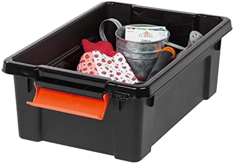 IRIS USA 5-Pack 3 Gal Heavy Duty Lockable Storage Totes with lids, Orange