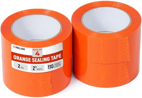 2" x 110 Yards Orange Packing Tape, 4 Rolls