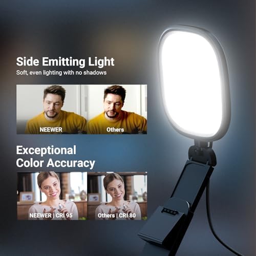NEEWER BASICS 2Pcs 5" 10W LED Streaming Light, Bi Color Edge Lit Full Screen CRI95 USB Lamp with Multifunction Desk Stand, Monitor Laptop Computer Webcam Video Conference Zoom Recording Lighting, NL10