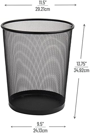 Mind Reader Mesh Trash Can, Set of 3, Waste Paper Basket, Round, Office, Metal Mesh, 11.5" L x 11.5" W x 13.75" H, Black