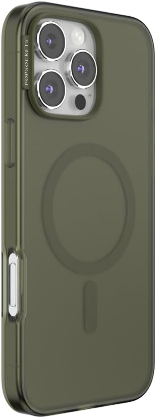 PopSockets iPhone 16 Pro Max Phone Case with MagSafe, Wireless Charging Compatible, Green - Fatigue